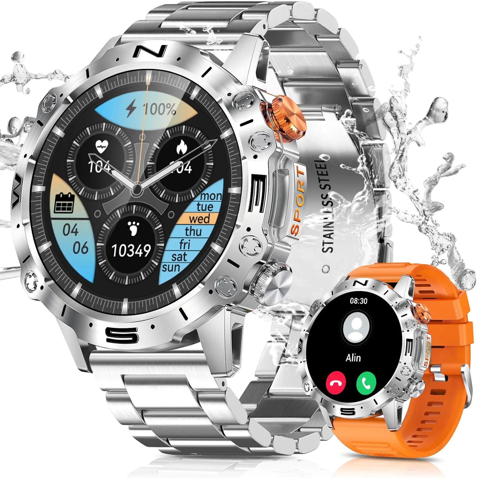 Smart Watches for Men with 1.43 AMOLED Screen Sports Tracking/Waterproof Tactical Smartwatch Compatible for Android iPhone