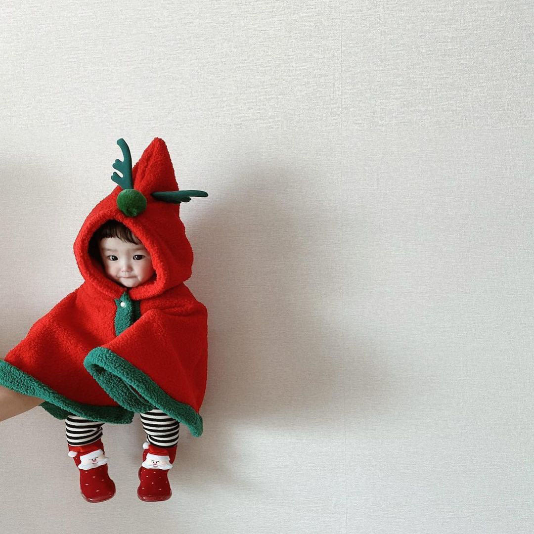 Baby Christmas Thickened Cape Cloak