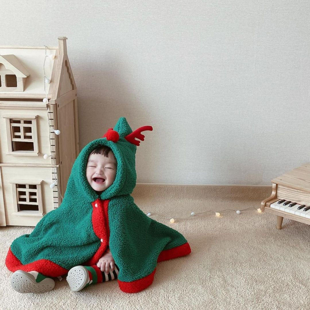 Baby Christmas Thickened Cape Cloak